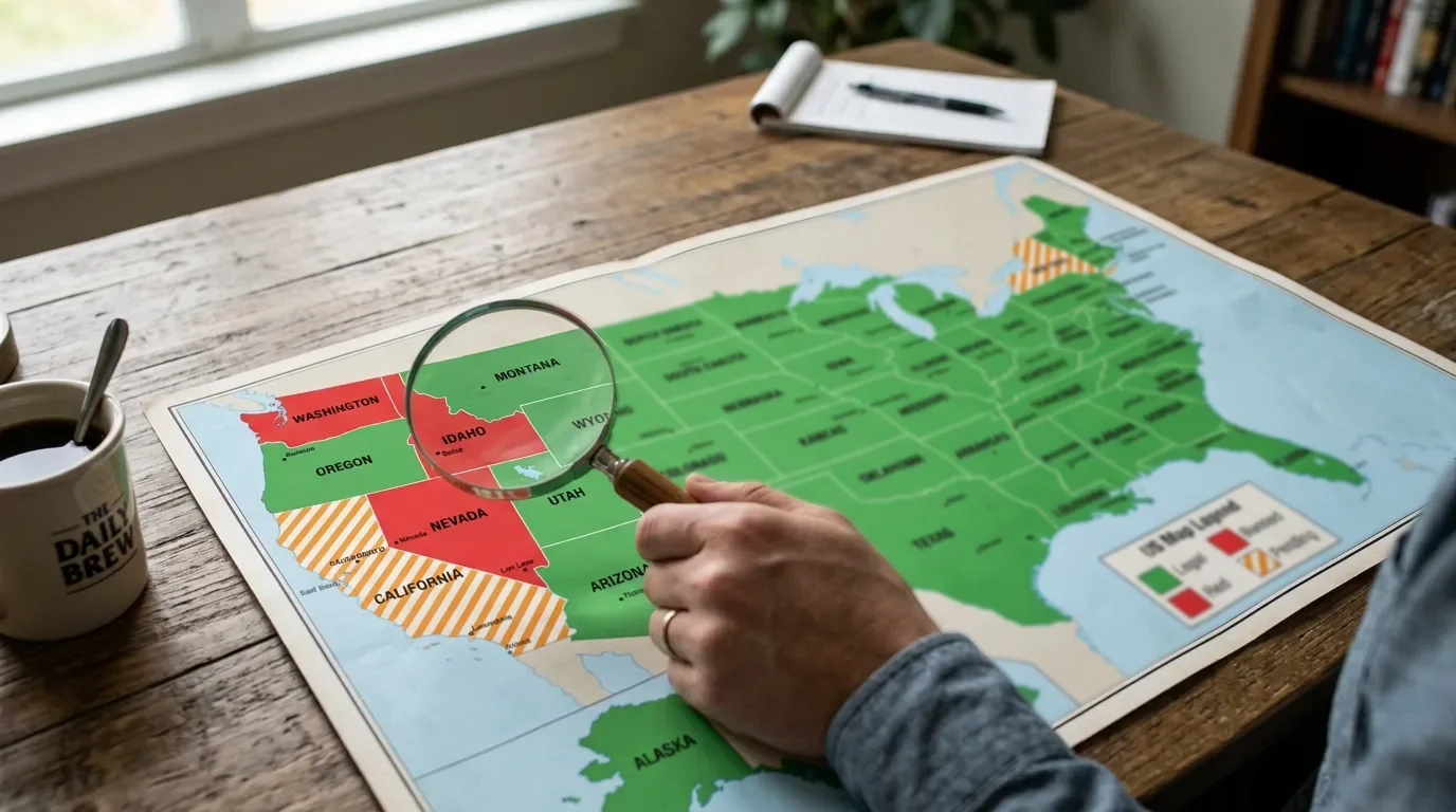 US map showing sweepstakes casino legal status by state