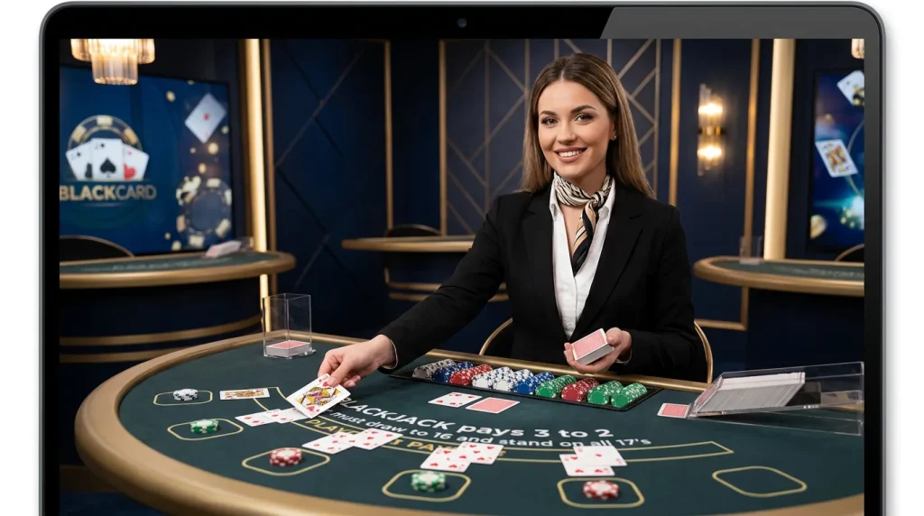 Live dealer at sweepstakes casino blackjack table streaming online