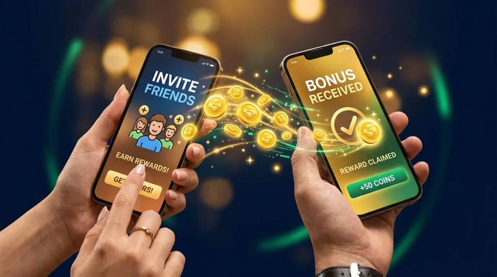 Sweepstakes casino referral program earn coins for inviting friends